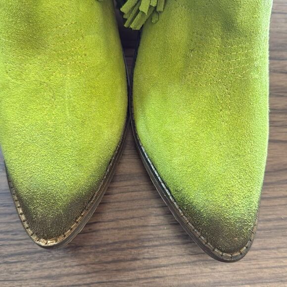Circle G Lime Green Ankle Boots with Fringe - Picture 3 of 8